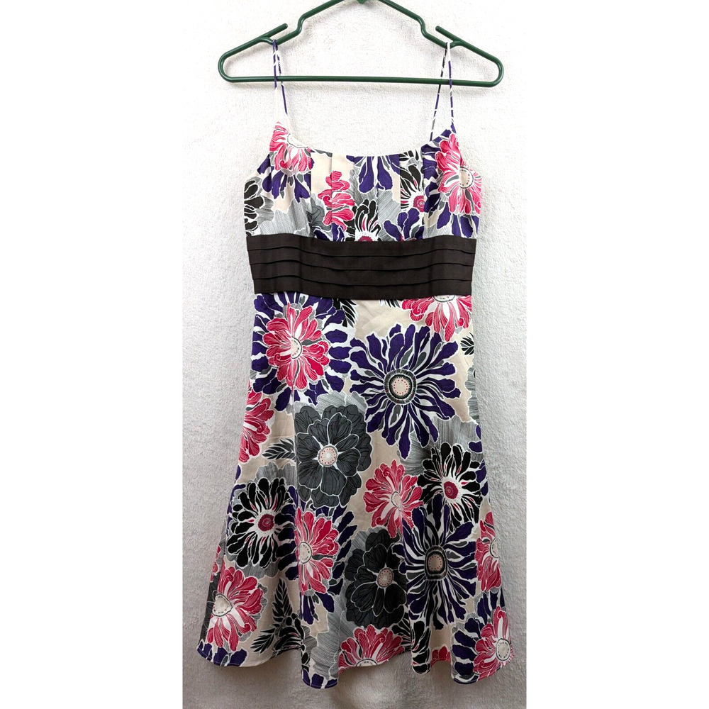 Ann Taylor sz 0 Fit & Flare Dress sleeveless tank floral print Y2K 0796